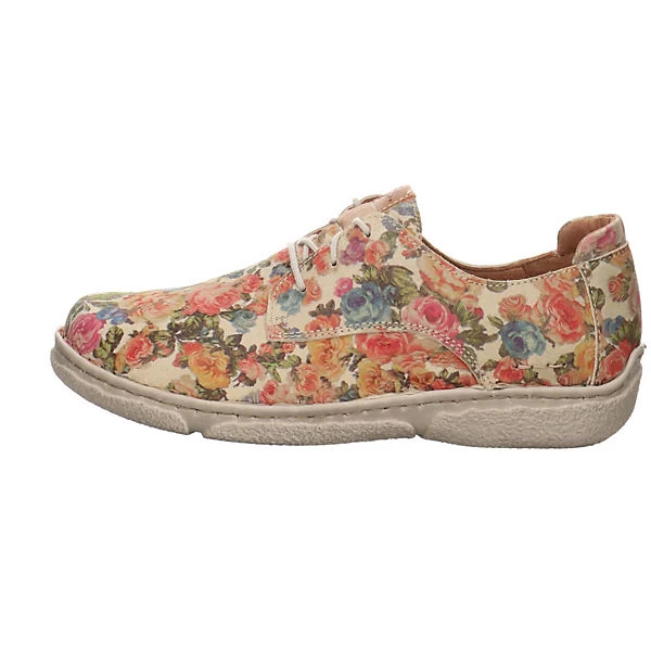 Josef Seibel Damen Schnürhalbschuhe Neele 60 Schnürschuh Freizeit Sport Schuhe Glattleder Geblümt Schnürschuhe - Beige-kombi – Bild 2